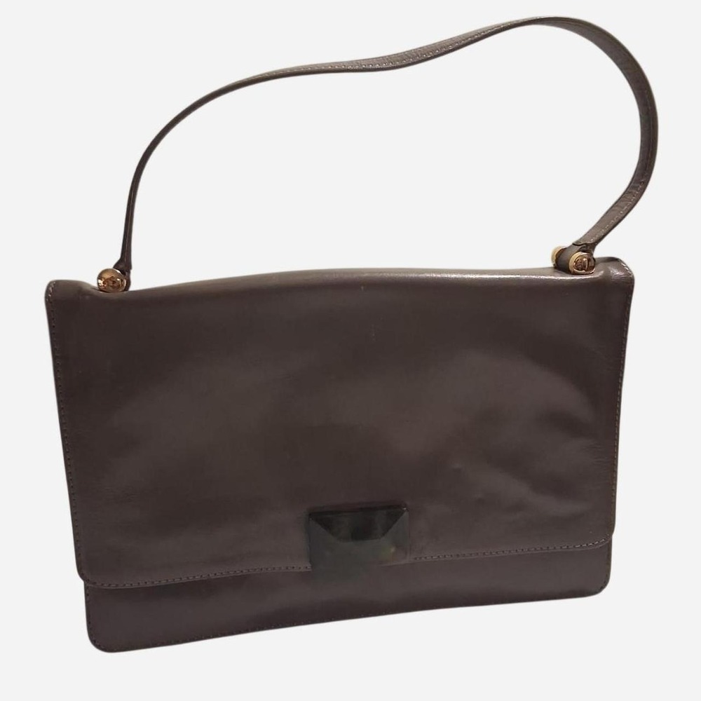 Womens Kate Landry brown leather handbag with gold hardware
